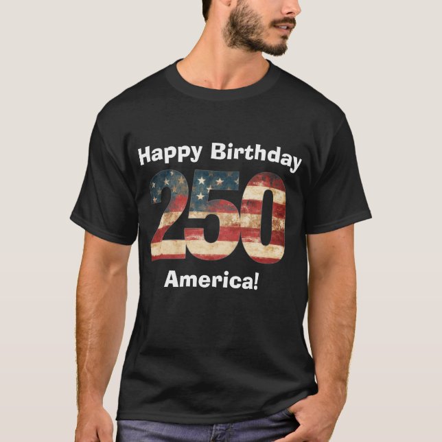 Camiseta Feliz Cumpleaños América 250 (Anverso)