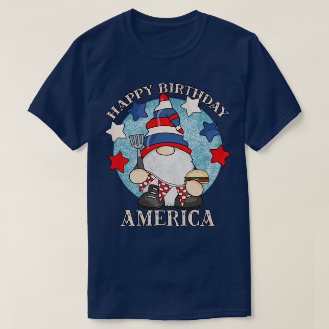 Camiseta Feliz Cumpleaños América 4 De Julio Graciosa Barbe (Diseño del anverso)