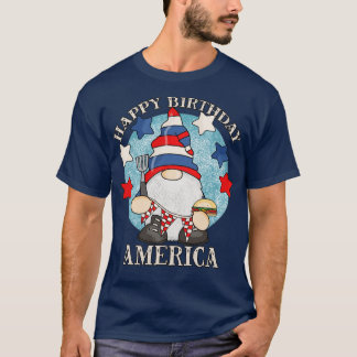 Camiseta Feliz Cumpleaños América 4 De Julio Graciosa Barbe