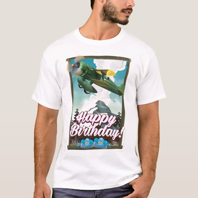 Camiseta ¡Feliz cumpleaños avión vintage! (Anverso)