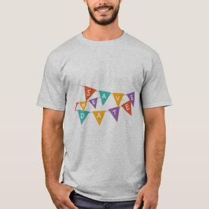 Camiseta "Feliz Cumpleaños" Banderín de Fiesta Colorido par
