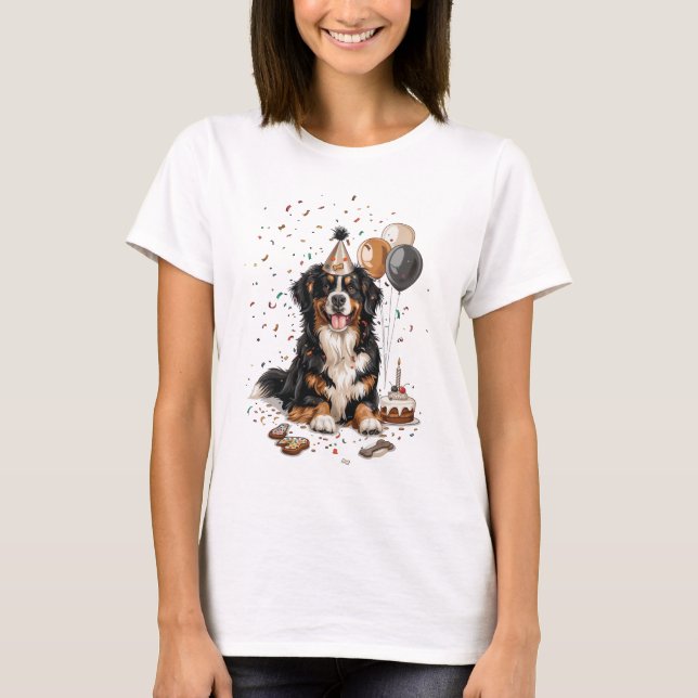 Camiseta Feliz cumpleaños Bernese Mountain Dog (Anverso)