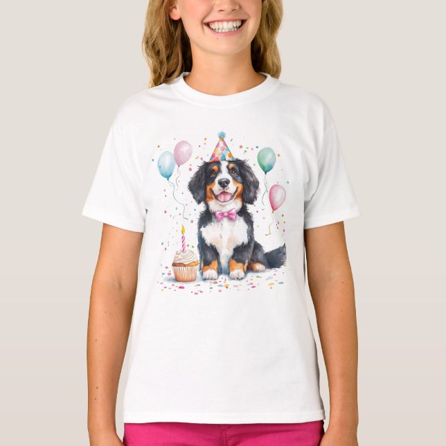 Camiseta Feliz Cumpleaños Bernese Mountain Dog (Anverso)