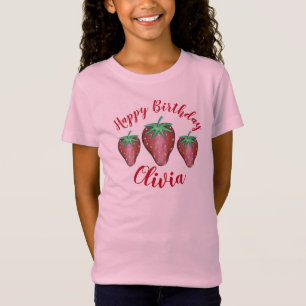 Camiseta Feliz cumpleaños Berries de fresa rosadas y dulces