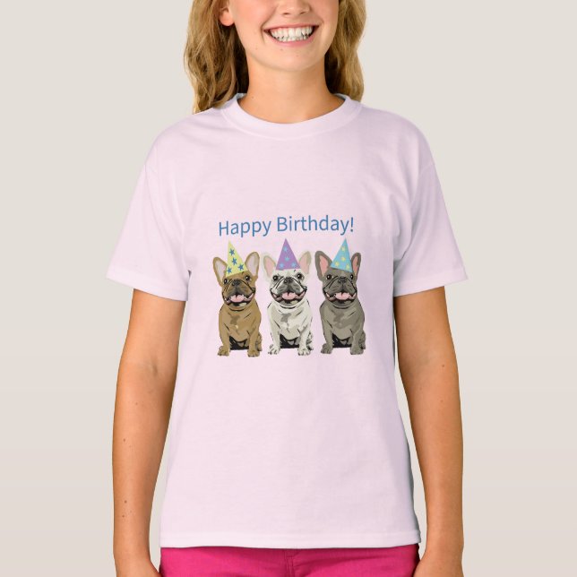 Camiseta ¡Feliz Cumpleaños! Bulldogs Franceses (Anverso)