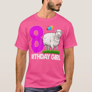 Camiseta Feliz cumpleaños Chica 8 ovejas blancas
