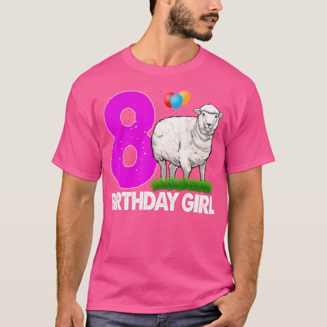 Camiseta Feliz cumpleaños Chica 8 ovejas blancas (Anverso)