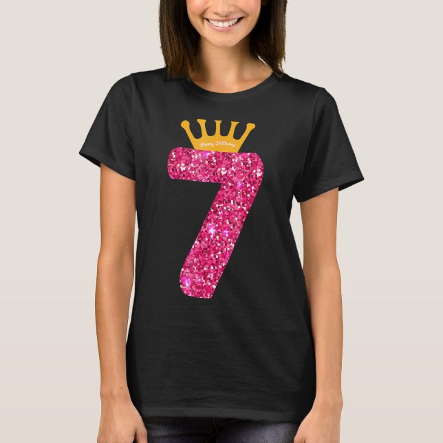 Camiseta Feliz cumpleaños, Chicas, sétimo Fiesta, cumpleaño (Anverso)