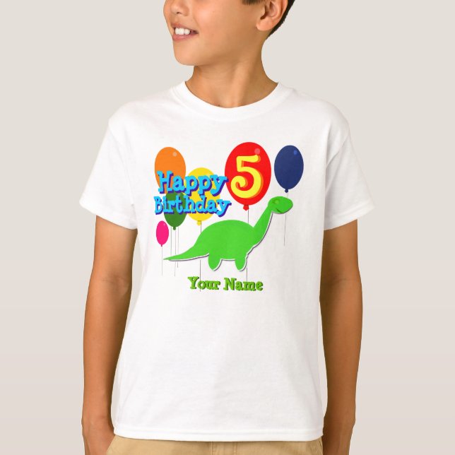 Camiseta Feliz cumpleaños cinco años Globos Dino-Shirt (Anverso)