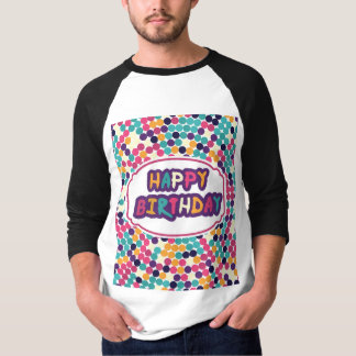 Camiseta Feliz cumpleaños con texto Personalizado Círculos