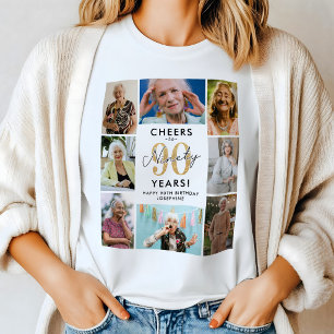 Camiseta Feliz cumpleaños de 90 años Collage de fotos