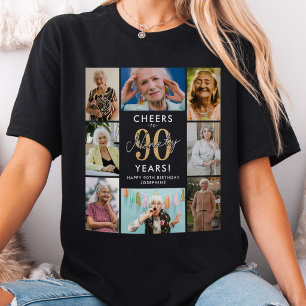 Camiseta Feliz cumpleaños de 90 años Collage de fotos