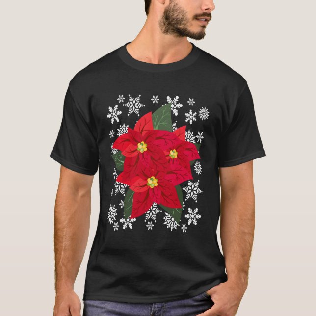 Camiseta Feliz cumpleaños de flores de Poinsettia (Anverso)