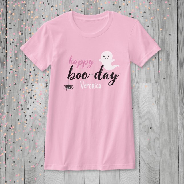 Camiseta Feliz cumpleaños de Halloween de Boo Day (Custom Happy Boo-day Birthday Shirt)
