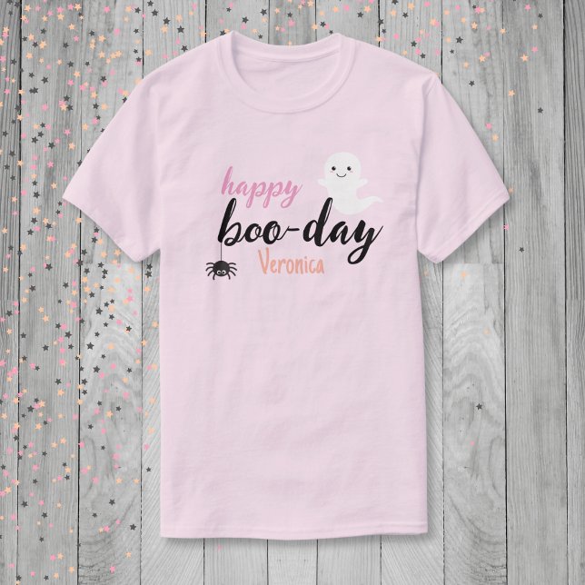 Camiseta Feliz cumpleaños de Halloween de Boo Day (Custom Halloween Birthday Shirt)
