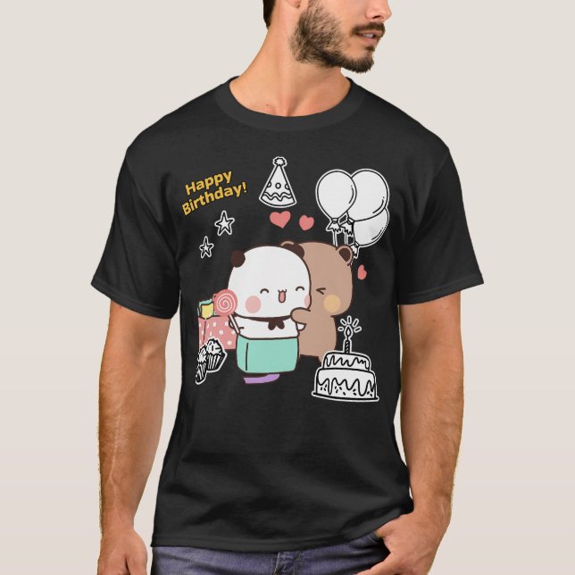 Camiseta Feliz cumpleaños desde Dudu Bear y Bubu Panda (Anverso)
