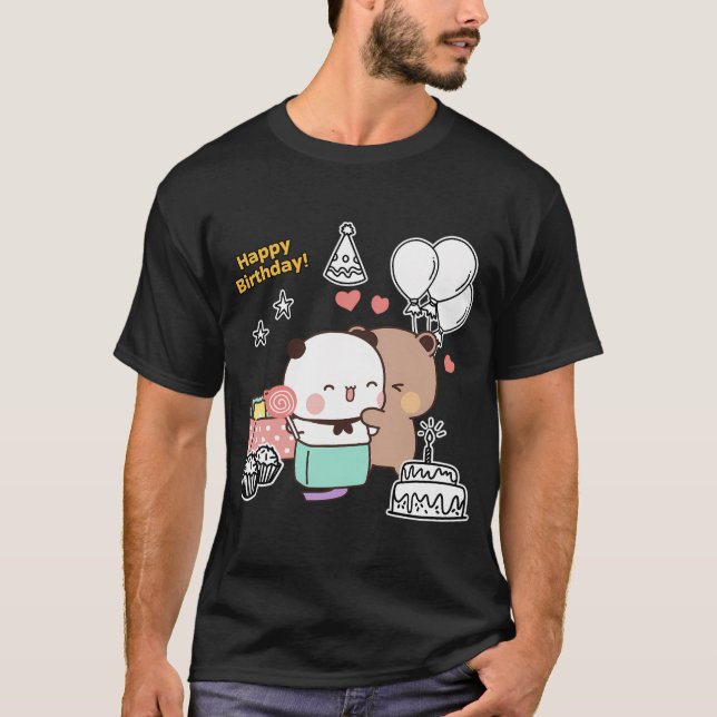 Camiseta Feliz cumpleaños desde Dudu Bear y Bubu Panda (Anverso)