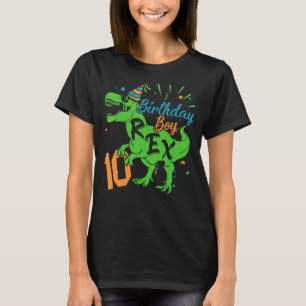 Camiseta Feliz cumpleaños Dinosaurio divertido niño de 10 a
