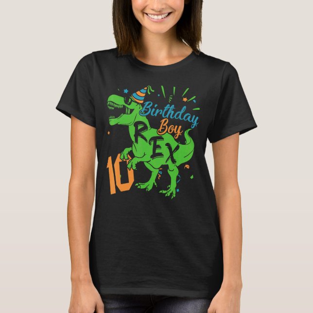 Camiseta Feliz cumpleaños Dinosaurio divertido niño de 10 a (Anverso)