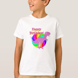 Camiseta Feliz cumpleaños Dinosaurio Rosa T-Rex