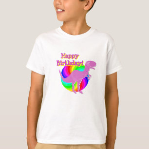 Camiseta Feliz cumpleaños Dinosaurio Rosa T-Rex
