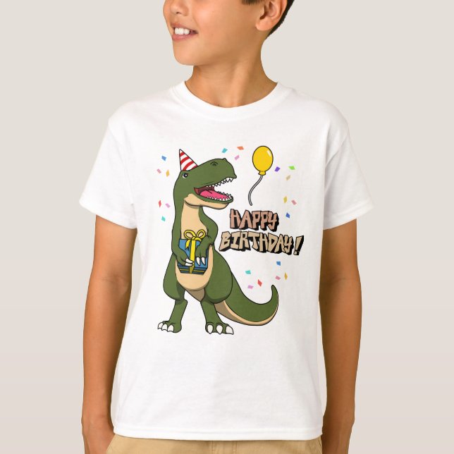 Camiseta Feliz Cumpleaños Dinosaurio T-Rex (Anverso)