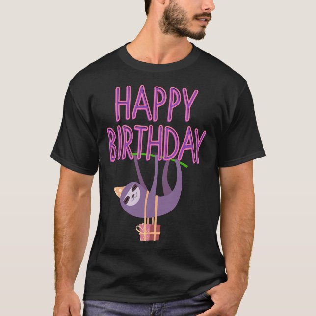 Camiseta Feliz cumpleaños Diversión Sloth (Anverso)
