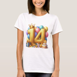 Camiseta Feliz cumpleaños dorado 14