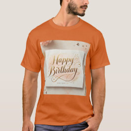 Camiseta Feliz cumpleaños elegante diseño de oro