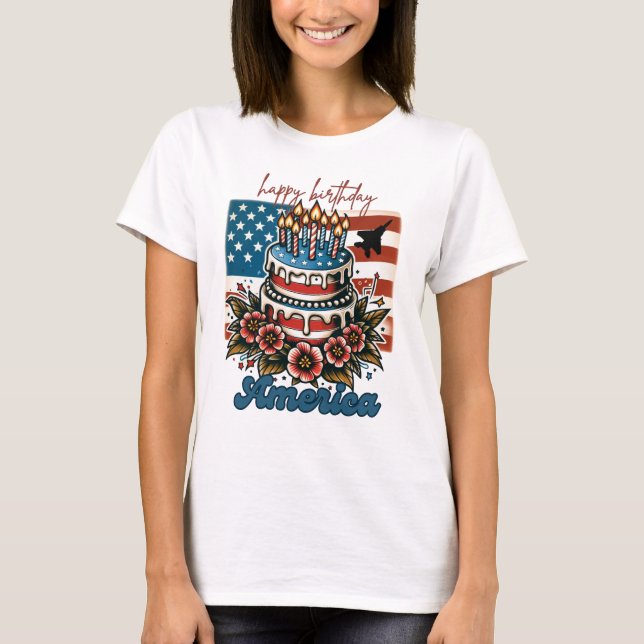 Camiseta Feliz cumpleaños Estados Unidos con F-15 Jet (Anverso)