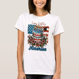 Camiseta Feliz cumpleaños Estados Unidos con F-22 Jet