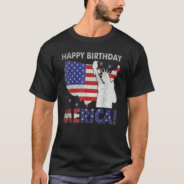 Camiseta Feliz Cumpleaños Estatua De La Libertad Estadounid (Anverso)