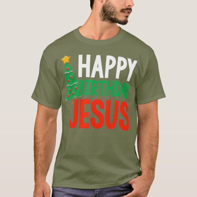Camiseta Feliz cumpleaños, feriado de Navidades cristianos  (Anverso)