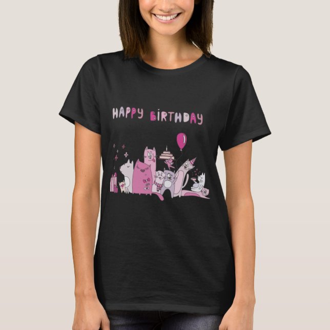 Camiseta Feliz cumpleaños Fiesta Cat T-Shirt (Anverso)