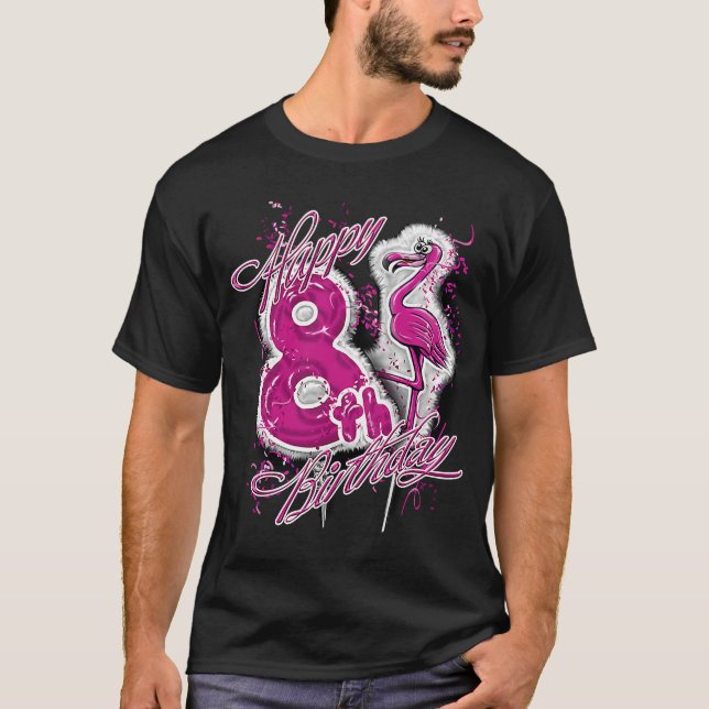 Camiseta Feliz cumpleaños Flamingo Chica de globo 8 8 8 8 Y (Anverso)