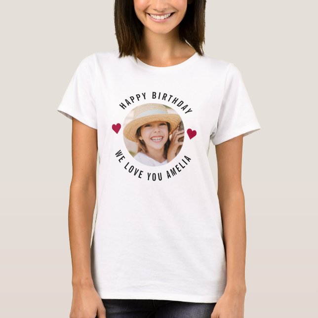 Camiseta Feliz cumpleaños foto de moda Moda corazón moderno (Anverso)