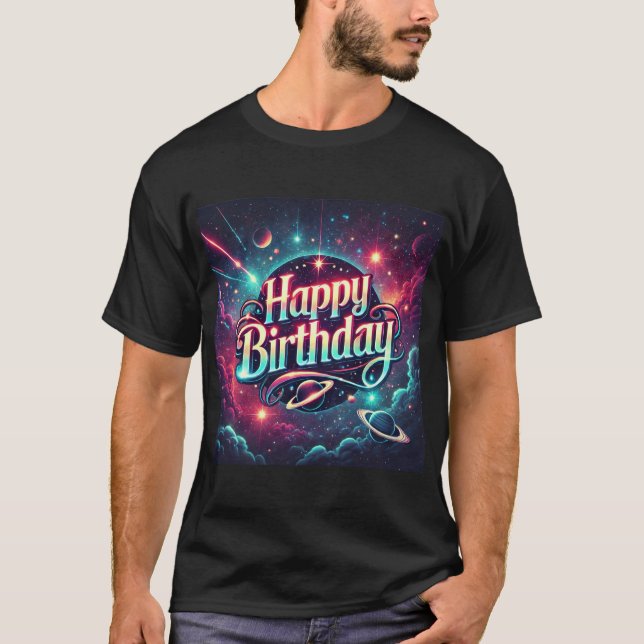 Camiseta Feliz cumpleaños Galaxia Cósmica (Anverso)