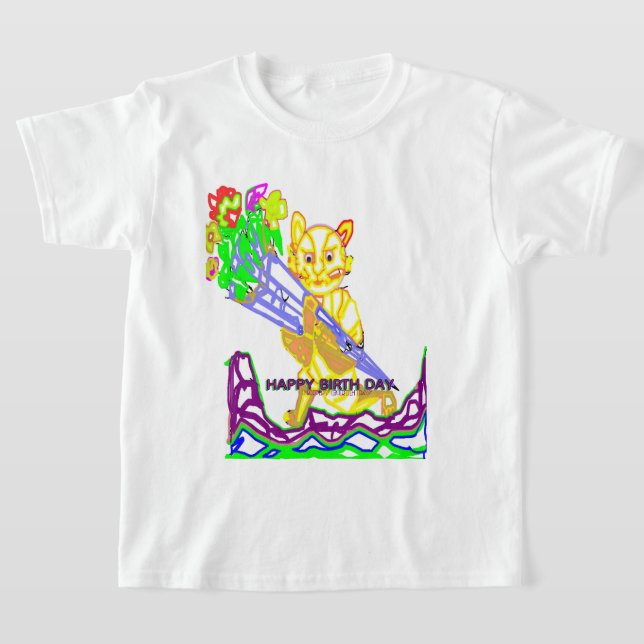 Camiseta Feliz Cumpleaños Gato con Flores (Distribución)