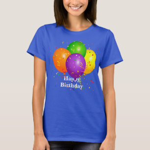 Camiseta "Feliz cumpleaños", globos de celebración