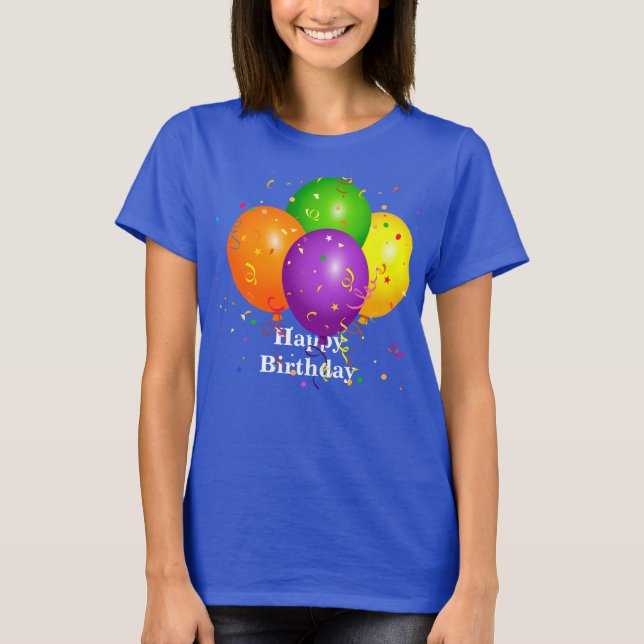 Camiseta "Feliz cumpleaños", globos de celebración (Anverso)