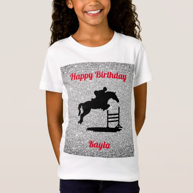 Camiseta Feliz Cumpleaños Hunter Jumper Personalizado Niñas (Anverso)