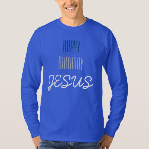 Camiseta Feliz cumpleaños JESÚS - Azul, blanco y gris moder