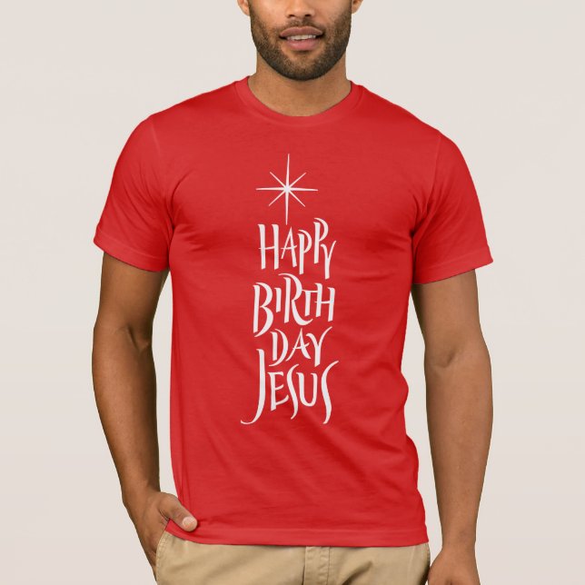 Camiseta Feliz cumpleaños Jesús Estrella de la Caligrafía C (Anverso)