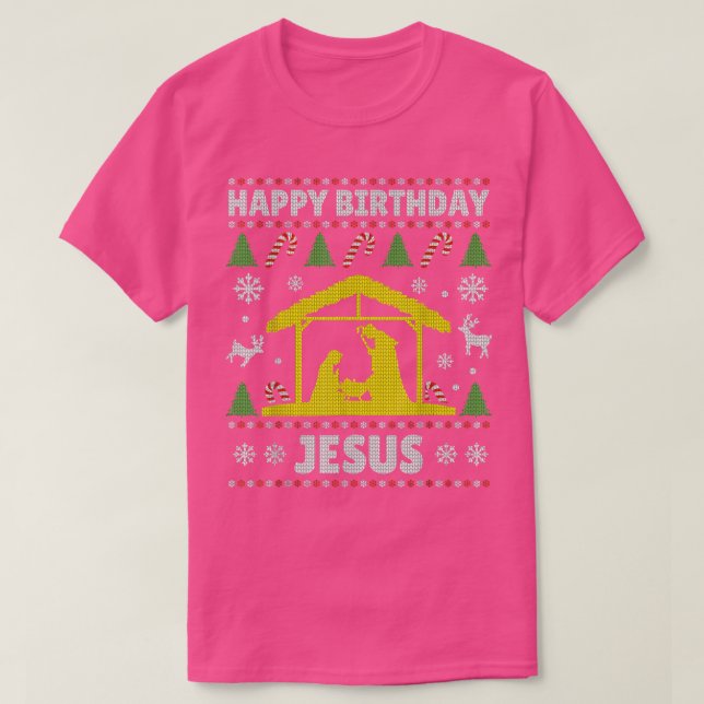 Camiseta Feliz cumpleaños, Jesús Navidades de vacaciones su (Diseño del anverso)
