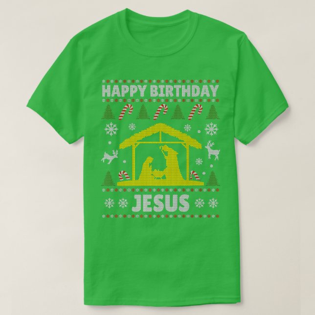 Camiseta Feliz cumpleaños, Jesús Navidades de vacaciones su (Diseño del anverso)