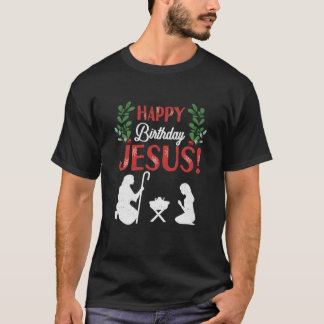 Camiseta Feliz cumpleaños Jesús Navidades Manger Cristiano