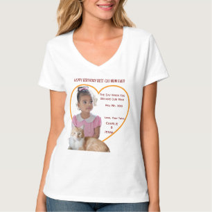 Camiseta Feliz Cumpleaños Mejores Fotos de Mamá Gata Nombre