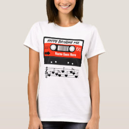 Camiseta Feliz cumpleaños mixtape Cassette rojo personaliza