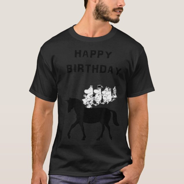 Camiseta feliz cumpleaños Moomin unicorn divertido (Anverso)