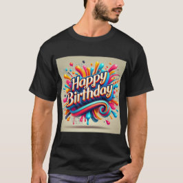 Camiseta Feliz Cumpleaños Negrita Color Splash